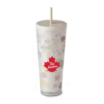 Tim Hortons Menu Canada with Prices & Nutrition (2026) 215 Tim Hortons 24oz Plastic Straw Tumbler - Floral