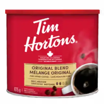 Tim Hortons Menu Canada with Prices & Nutrition (2026) 227 Tim Hortons 875g Original Blend Can