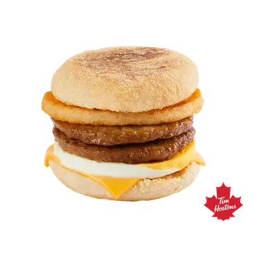 Tim Hortons Double Sausage & Egg with Cheese Muffin Stack