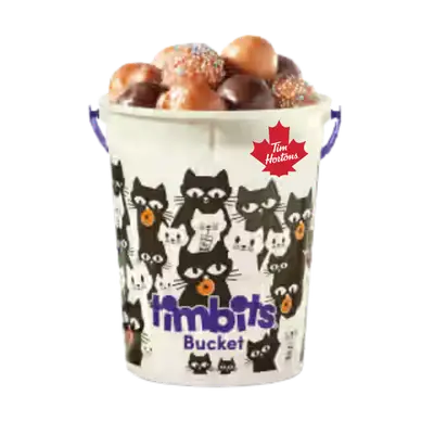 Tim Hortons Menu Canada with Prices & Nutrition (2026) 143 Halloween Timbits Bucket - Black Cat w Timbits®