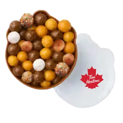 Tim Hortons Menu Canada with Prices & Nutrition (2026) 142 Holiday Timbits Tray w 50 Timbits®