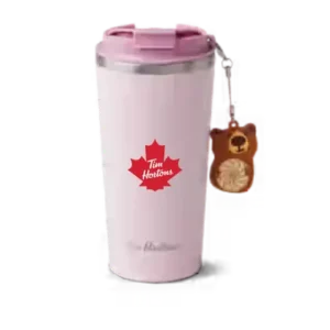 Pink Stainless Steel Travel Mug With Bear Charm 16oz