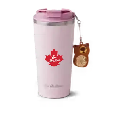 Tim Hortons Menu Canada with Prices & Nutrition (2026) 192 Tim Hortons Pink Stainless Steel Travel Mug With Bear Charm 16oz