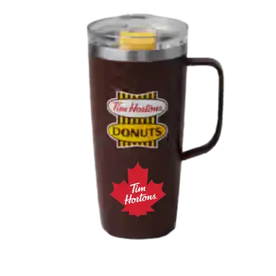 Tim Hortons Menu Canada with Prices & Nutrition (2026) 185 Tim Hortons Retro Stainless Steel Travel Mug with Handle 20oz