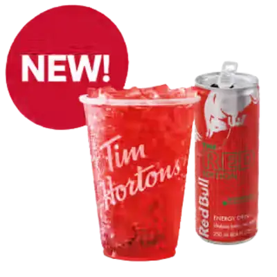 Tim Hortons Ruby Rush TimsBoost with Red Bull