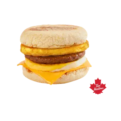 Tim Hortons Sausage & Egg with Cheese Muffin Stack