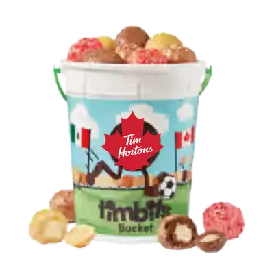 Tim Hortons Menu Canada with Prices & Nutrition (2026) 5 Tim Hortons Soccer Timbits® Bucket with 30 Timbits