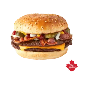 Tim Hortons Tims® Bacon Double Cheeseburger: Calories, Nutrition, Ingredients & More 1 Tims® Bacon Double Cheeseburger